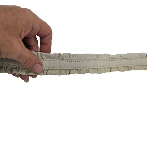 Vintage Coldwater Creek Leather Ruffle Boho Belt M Off White Ivory Cottagecore - Picture 6 of 9